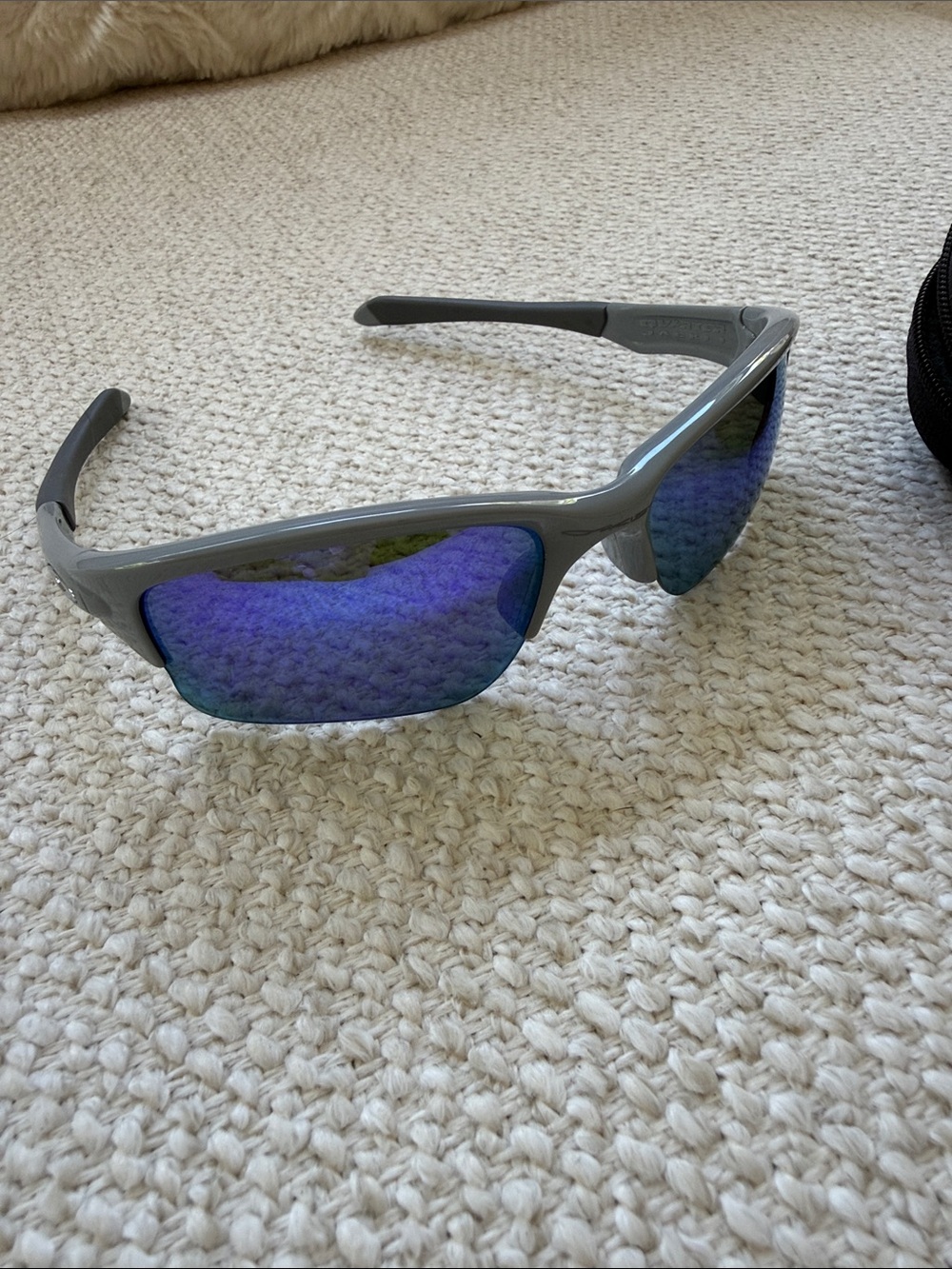 Oakley Gray Frame Sunglasses with Blue Mirrored Lenses - Picture 4 of 8